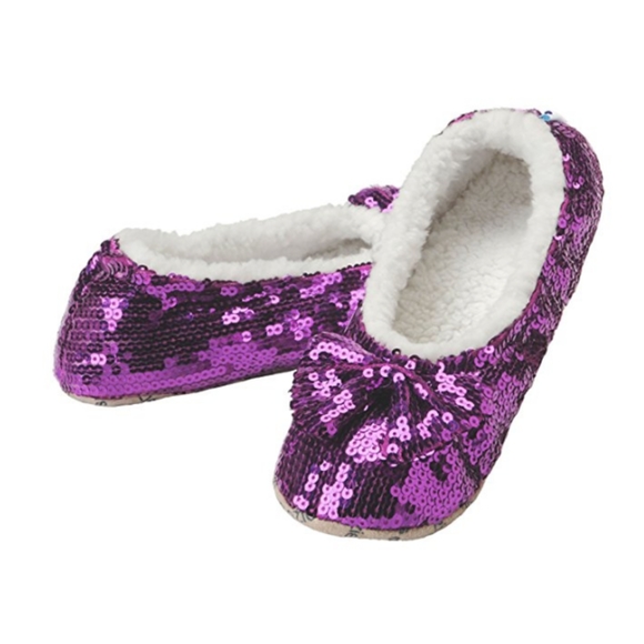 snoozies Shoes - Purple/pink sequin slippers
